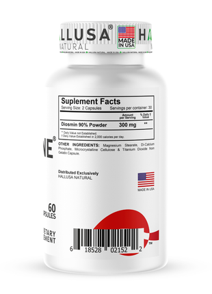 Hallusa Natural | Hallosmine Diosmin 300mg | Circulation & Vein Support Supplement | Leg Circulation, Varicose Veins, Blood Flow, Lymphatic Drainage Support | Blood Circulation Supplement | 60 Capsules