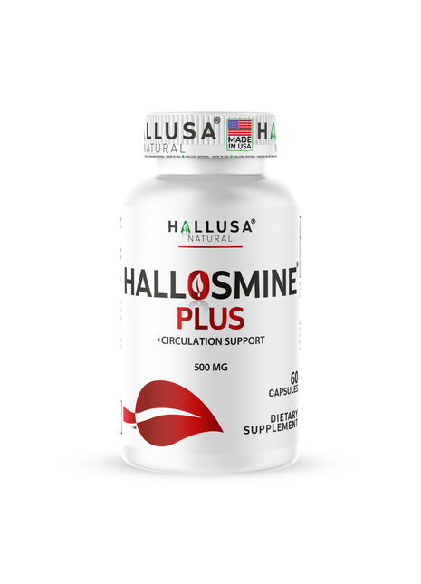 Hallosmine Plus Diosmin 500mg, Leg Circulation Supplement for Varicose Veins, Heavy Legs, Diosmin Circulation Support, Lymphatic Drainage & Blood Circulation Supplement - 60 Capsules