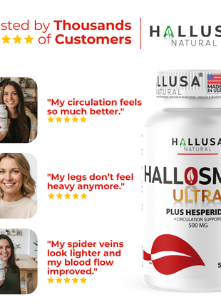 Hallusa Natural - Hallosmine Ultra Diosmin 500mg & Hesperidin 150mg – Heavy Legs, Swelling, Veins & Circulation Support , 60 Capsules