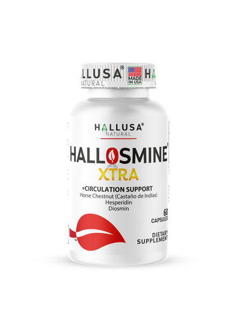 Hallusa Natural Hallosmine Extra 850 mg | Diosmin, Hesperidin & Horse Chestnut | Varicose Veins, hemorrhoid | Vein support supplements for legs circulation | 60 Capsules