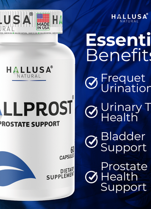 Hallusa Natural Hallprost | Blend Saw Palmetto for Men 700mg* | Prostate Supplement for Men | Pygeum africanum & Pumpkin Seed | Urinary Tract Function | Balance DHT Levels & Bladder Support | 60 capsules