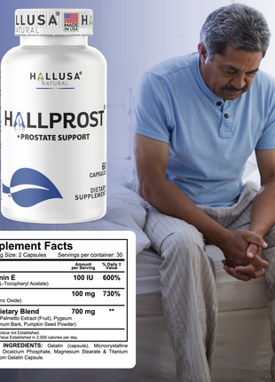 Hallusa Natural Hallprost | Blend Saw Palmetto for Men 700mg* | Prostate Supplement for Men | Pygeum africanum & Pumpkin Seed | Urinary Tract Function | Balance DHT Levels & Bladder Support | 60 capsules
