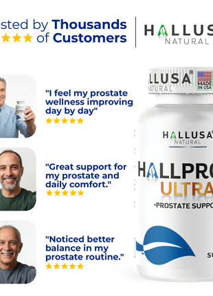 Hallusa Natural HALLPROST Ultra | Prostate Health Supplement for Men | Prostatitis - Inflamed prostate | Frequent Urination | Urinary Tract Function | Saw Palmetto, Lycopene & Pygeum Blend + Zinc, Vitamin E & Magnesium | 60 Capsules