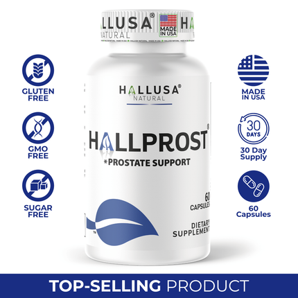 Hallusa Natural Hallprost | Blend Saw Palmetto for Men 700mg* | Prostate Supplement for Men | Pygeum africanum & Pumpkin Seed | Urinary Tract Function | Balance DHT Levels & Bladder Support | 60 capsules