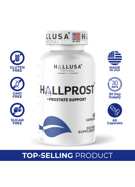 Hallusa Natural Hallprost | Blend Saw Palmetto for Men 700mg* | Prostate Supplement for Men | Pygeum africanum & Pumpkin Seed | Urinary Tract Function | Balance DHT Levels & Bladder Support | 60 capsules