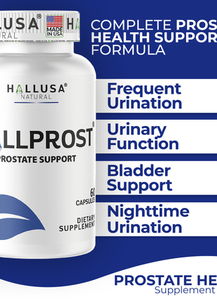 Hallusa Natural Hallprost | Blend Saw Palmetto for Men 700mg* | Prostate Supplement for Men | Pygeum africanum & Pumpkin Seed | Urinary Tract Function | Balance DHT Levels & Bladder Support | 60 capsules