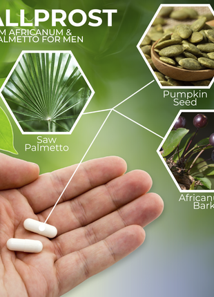 Hallusa Natural Hallprost | Blend Saw Palmetto for Men 700mg* | Prostate Supplement for Men | Pygeum africanum & Pumpkin Seed | Urinary Tract Function | Balance DHT Levels & Bladder Support | 60 capsules