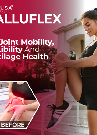 Halluflex - Glucosamine Chondroitin, MSM, Collagen Hydrolyzed - Joint Support Supplement - Women & Men 60 Capsules - Hallusa Natural