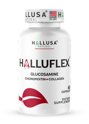 Halluflex - Glucosamine Chondroitin, MSM, Collagen Hydrolyzed - Joint Support Supplement - Women & Men 60 Capsules - Hallusa Natural