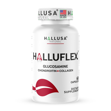 Halluflex - Glucosamine Chondroitin, MSM, Collagen Hydrolyzed - Joint Support Supplement - Women & Men 60 Capsules - Hallusa Natural