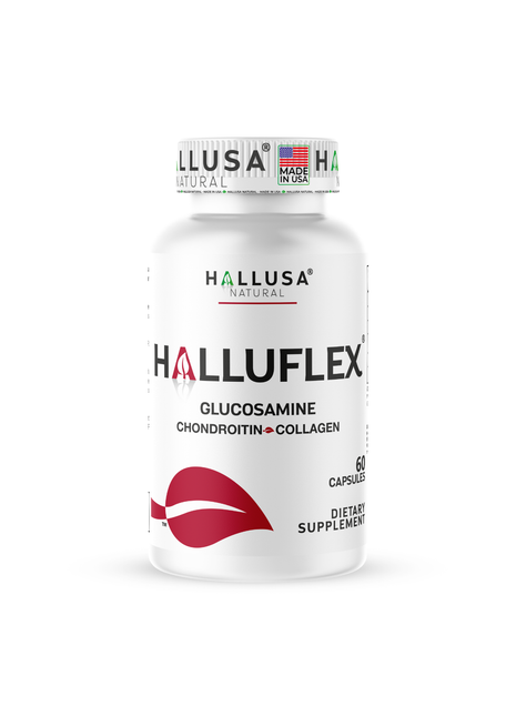 Halluflex - Glucosamine Chondroitin, MSM, Collagen Hydrolyzed - Joint Support Supplement - Women & Men 60 Capsules - Hallusa Natural