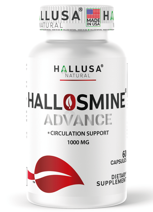 Hallosmine Advance Diosmin 1000mg, Leg Circulation, Heavy Legs, Varicose Veins, Circulatory Supplement, Vein Support & Blood Circulation Supplement - 60 Caps
