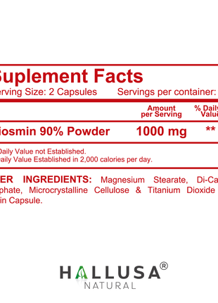 Hallosmine Advance Diosmin 1000mg, Leg Circulation, Heavy Legs, Varicose Veins, Circulatory Supplement, Vein Support & Blood Circulation Supplement - 60 Caps