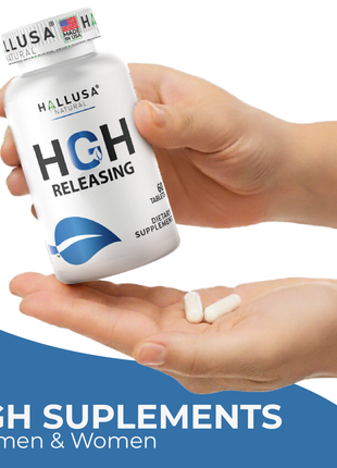 Hallusa Natural Hall HGH Complex - Amino Acid Complex - Muscle & Workout Support - Energy & Recovery Formula - L-Arginine, L-Ornithine, L-Glutamine - 60 Tablets - 30 Day Supply