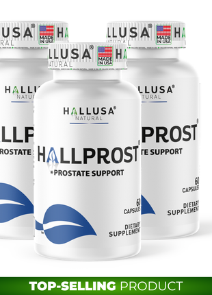 Hallusa Natural Hallprost | Blend Saw Palmetto for Men 700mg* | Prostate Supplement for Men | Pygeum africanum & Pumpkin Seed | Urinary Tract Function | Balance DHT Levels & Bladder Support | 60 capsules