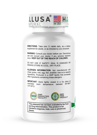 KLB6 - Apple Cider Vinegar - 60 Tablets - Natural Supplement - Support Supplement - Friendly Vegan - Gluten Free - Sugar Free - Non-GMO - HALLUSA NATURAL