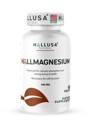 Hallusa Natural Magnesium Oxide 500mg | High Potency Support for Leg Cramps, Muscle & Nerve Function | Max Strength Relaxation, Bone Density & Energy Boost | 60 Tablets