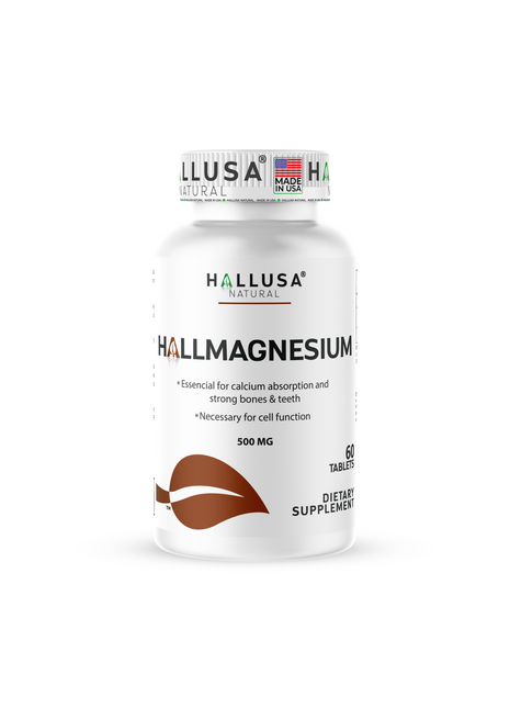 Hallusa Natural Magnesium Oxide 500mg | High Potency Support for Leg Cramps, Muscle & Nerve Function | Max Strength Relaxation, Bone Density & Energy Boost | 60 Tablets