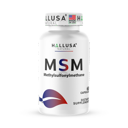 MSM 1000 MG - Pure MSM - Joint Health Support - Supplement for Inflammation - 60 Vegan Capsules - HALLUSA NATURAL