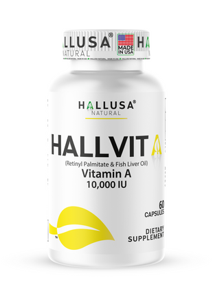 HallVita - Vitamin A 10,000 iu - Immune & Vision Support - Vitamin A Supplement - Non-GMO - Gluten Free - 60 Capsules - Hallusa Natural