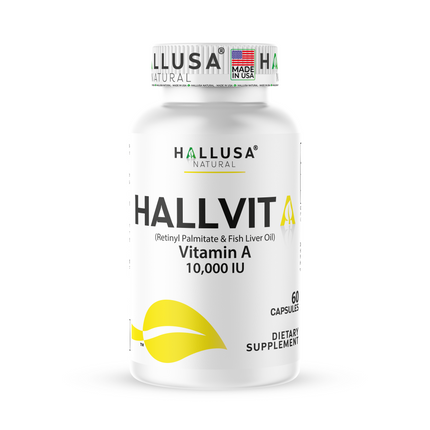 HallVita - Vitamin A 10,000 iu - Immune & Vision Support - Vitamin A Supplement - Non-GMO - Gluten Free - 60 Capsules - Hallusa Natural
