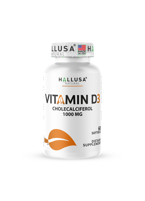 Vitamin D3 2000 IU - Extra Strength - Supplement for Bone, Teeth & Muscle - Immune Support Supplement -  Non GMO - 60 Soft - Hallusa Natural