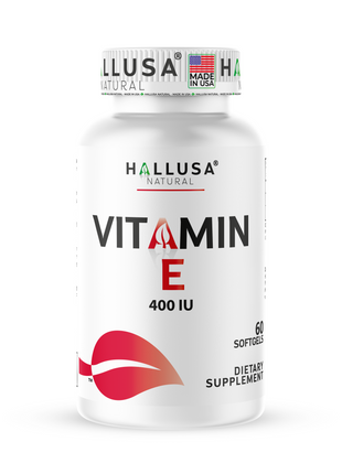 HallVite - Vitamin E - Immune Support Supplement - Skin Vitamins for Women - Natural Antioxidant - Non GMO - Gluten Free - 60 Cap - Hallusa Natural