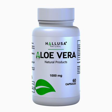 Aloe Vera  1000 mg - Organic Aloe Vera - Digestive Enzymes - Colon Cleanse - Detox - 60 Capsules - Hallusa Natural