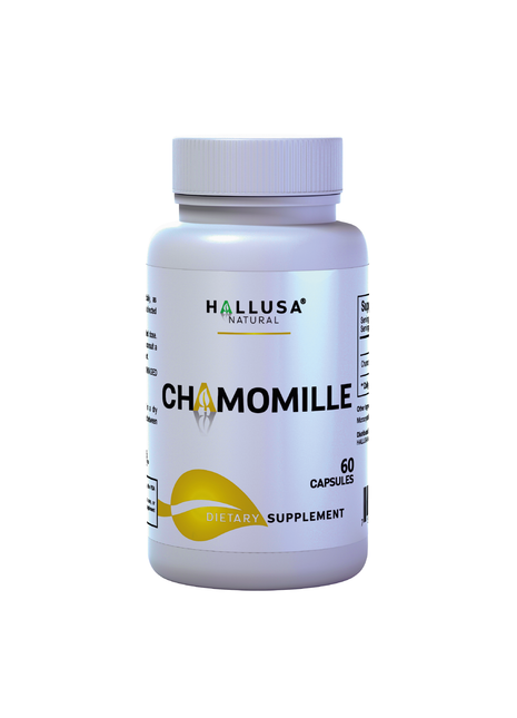Hallusa Natural Chamomile Capsules 500mg | Herbal Sleep Aid & Stress Relief Supplement | Promotes Calmness, Relaxation & Restful Night Sleep | Non-GMO | 60 Vegetarian Caps