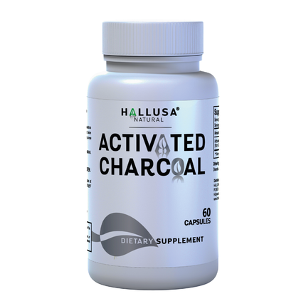 Activated Charcoal - 520 mg Highly Absorbent - Gas & Bloating - Detox  Supplement  - Derived from Coconut Shells - Hallusa Natural - 60 Capsules
