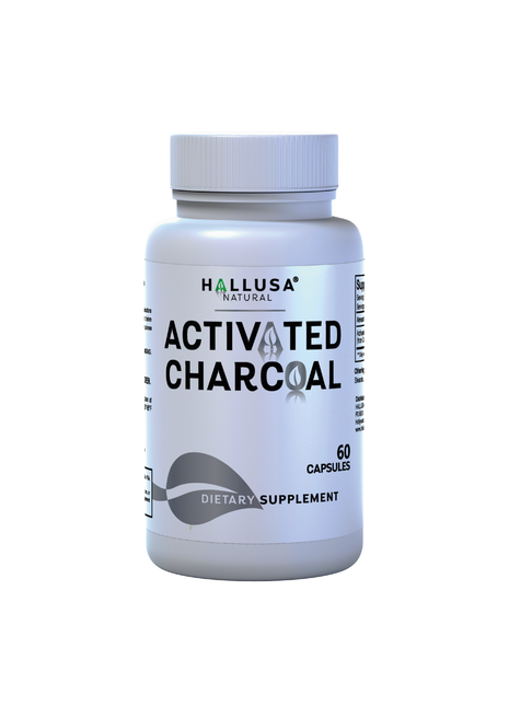 Activated Charcoal - 520 mg Highly Absorbent - Gas & Bloating - Detox  Supplement  - Derived from Coconut Shells - Hallusa Natural - 60 Capsules