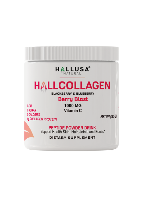 HallCollagen 1000 MG - Collagen Powder with Vitamin C - Hair Skin and Nails Vitamins - Collagen Peptides for Women - Hallusa Natural