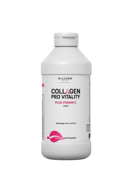 Collagen Pro vitality Plus Vitamin C 16Oz - Hair Skin and Nails Vitamins - Collagen Peptides -  Liquid  Collagen for Women and Men - Hallusa Natural