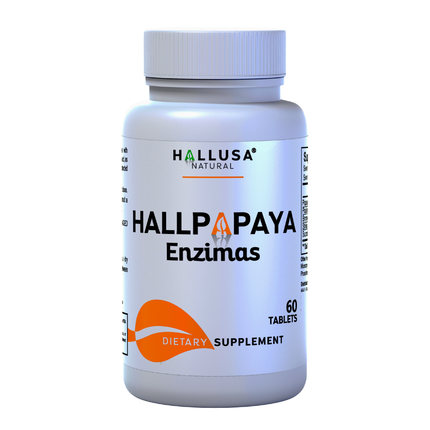 HallPapaya - Papaya - Digestive Enzymes - Fiber Supplement - Super Enzymes - Digestión Supplement - Papaya Fruit - Gluten Free - Non GMO - 60 Capsules