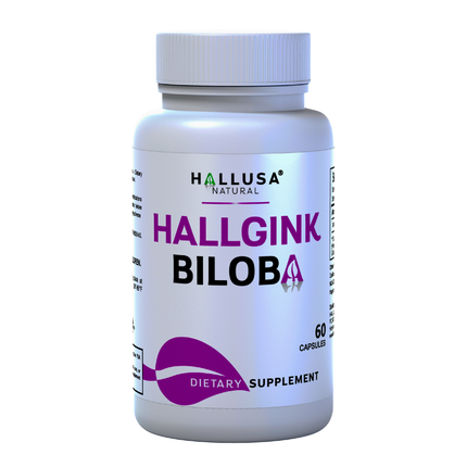 HallGink Biloba - Ginkgo Biloba 120mg - Brain Supplements for Memory and Focus - Memory & Brain Supports Supplement - 60 Capsules - Hallusa Natural