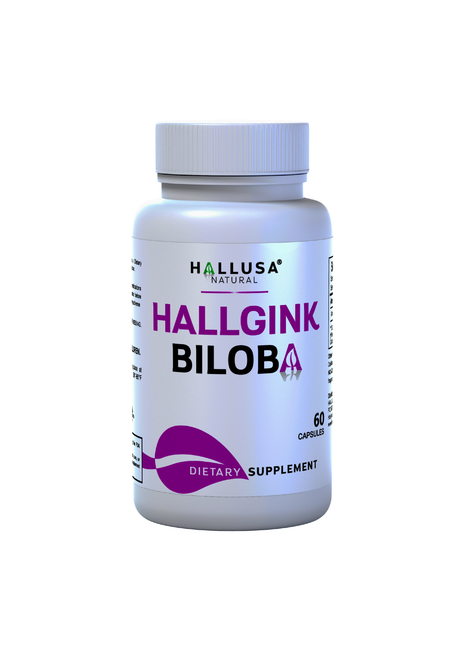 HallGink Biloba - Ginkgo Biloba 120mg - Brain Supplements for Memory and Focus - Memory & Brain Supports Supplement - 60 Capsules - Hallusa Natural