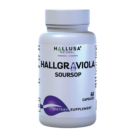 Hall Graviola Soursop 800 mg - Immune Support - Soursop Leaves- Vitamin C - Organic Soursop - 60 Capsules - Non-GMO & Gluten Free - Hallusa Natural