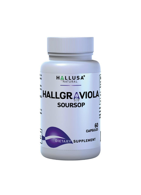 Hall Graviola Soursop 800 mg - Immune Support - Soursop Leaves- Vitamin C - Organic Soursop - 60 Capsules - Non-GMO & Gluten Free - Hallusa Natural