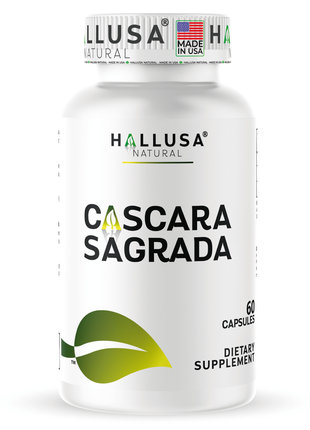 Hallusa Natural - Cascara Sagrada 900 mg, Soothes The gastrointestinal Tract, Digestive Support Promotes Regularity – 60 Capsules - 30 Day Supply - Digestive Health, Colon Function & Bowel Regularity