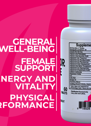 Hallvigor Female - Libido Booster for Women - Vitamins for Women - Ginseng Capsules - Hormone Balance for Women - 60 Tablets - Hallusa Natural