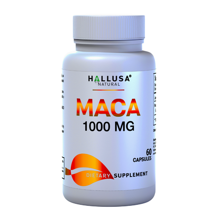 Maca 1000 mg - Maca Root Capsules for Men and Women - Energy Supplements - Maca Supplements - 60 Capsules - Non GMO - Gluten Free - Hallusa Natural