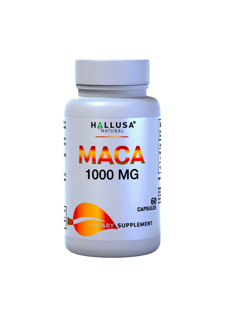 Maca 1000 mg - Maca Root Capsules for Men and Women - Energy Supplements - Maca Supplements - 60 Capsules - Non GMO - Gluten Free - Hallusa Natural