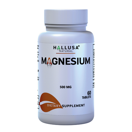 Hallusa Natural Magnesium Oxide 500mg | High Potency Support for Leg Cramps, Muscle & Nerve Function | Max Strength Relaxation, Bone Density & Energy Boost | 60 Tablets