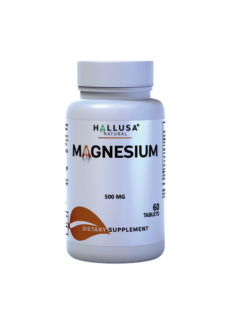 Hallusa Natural Magnesium Oxide 500mg | High Potency Support for Leg Cramps, Muscle & Nerve Function | Max Strength Relaxation, Bone Density & Energy Boost | 60 Tablets