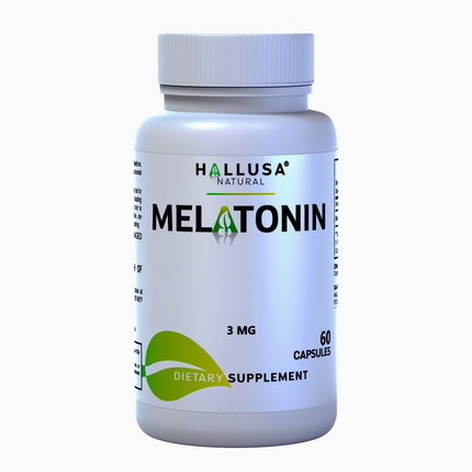 Melatonin - Melatonin 3mg -  Sleep Supplement  - Calm Sleep - Focus Supplement - Relaxium Sleep - Non-Habit Forming,60 Capsules - Hallusa Natural