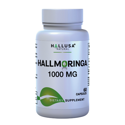 Hallusa Natural Moringa Oleifera Capsules 1000mg – 100% Pure Moringa Leaf Powder – Natural Energy, Immune, Joint, Gut & Digestive Support – Non-GMO Herbal Superfood – 60 Capsules