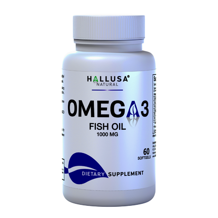 Hallusa Natural - Omega 3 Fish Oil 1000mg – EPA 180mg DHA 120mg – Omega 3 Fatty Acids Supplement – Heart, Eye & Joint Support – 60 Softgels