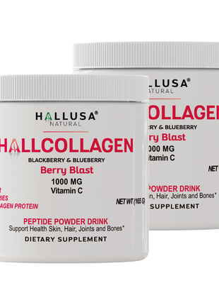 HallCollagen 1000 MG - Collagen Powder with Vitamin C - Hair Skin and Nails Vitamins - Collagen Peptides for Women - Hallusa Natural