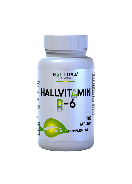 HallVitamin B6 - Vitamin B6 100 mg Essential Energy Supplement & 100 Tablets 100 servings HALLUSA NATURAL