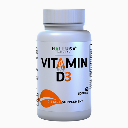 Vitamin D3 2000 IU - Extra Strength - Supplement for Bone, Teeth & Muscle - Immune Support Supplement -  Non GMO - 60 Soft - Hallusa Natural